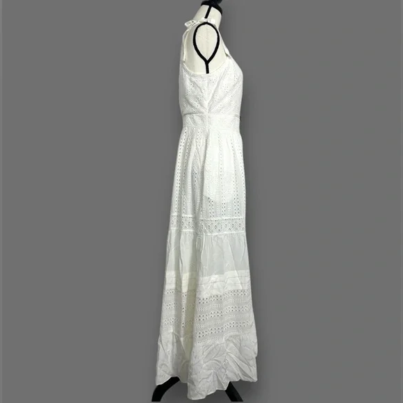 ADELYN RAE White JANELLA Eyelet Maxi Dress Size M BUTTON DOWN - Picture 7 of 12